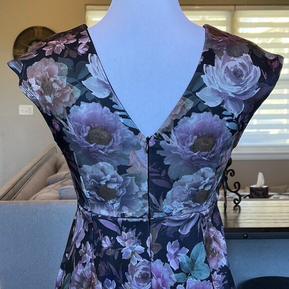Jessica Simpson Floral Sheath Dress Women's Size Small Fitted Asymmetrical Hem - Picture 7 of 13